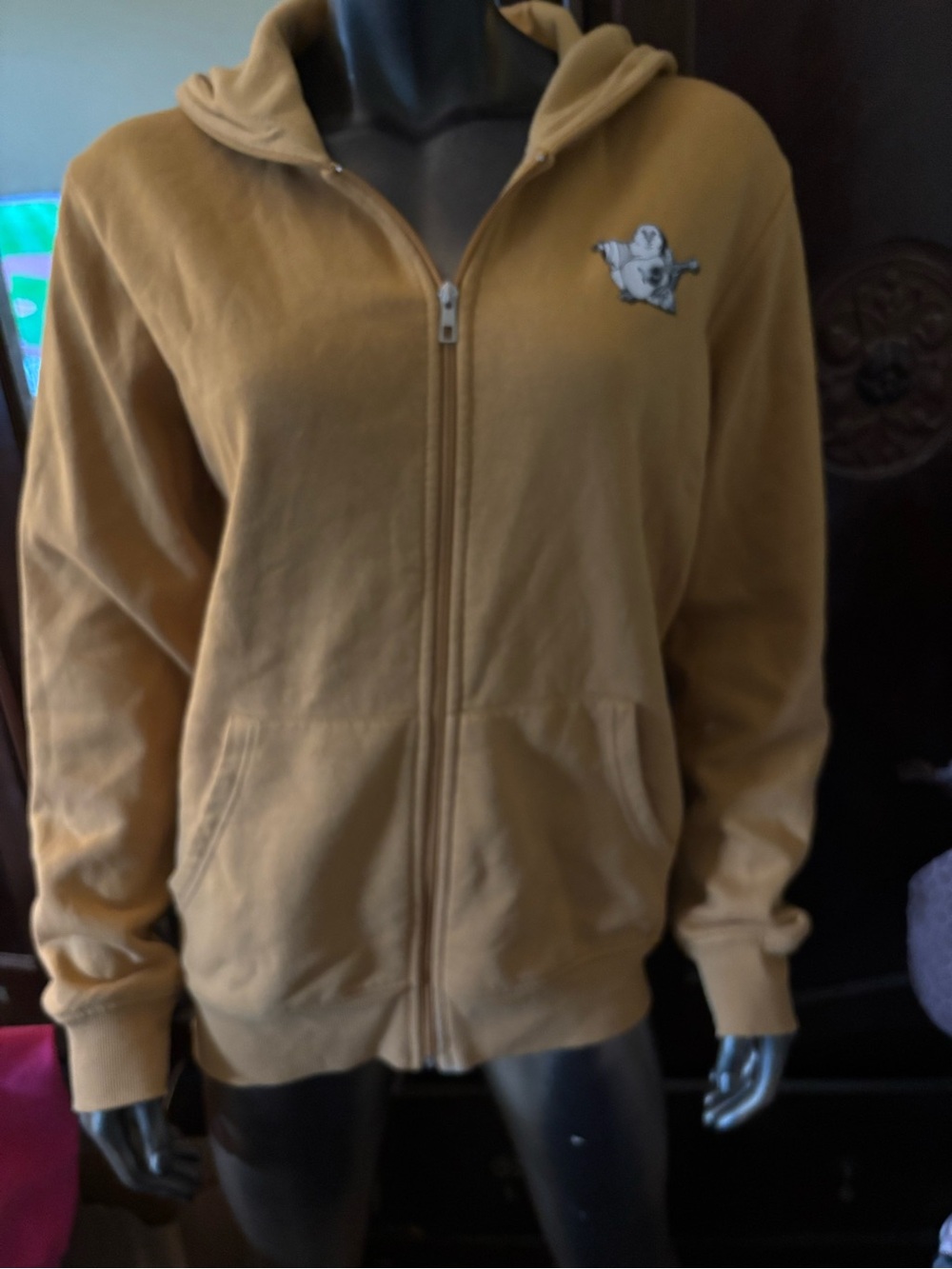 True Religion Tan Zip Hoodie with Embroidered Tag